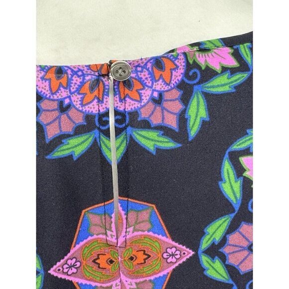 J. Crew Navy Colorful Damask Mirror Image Peplum Hem Top Tank Blouse Sz 12 EUC - Picture 9 of 16